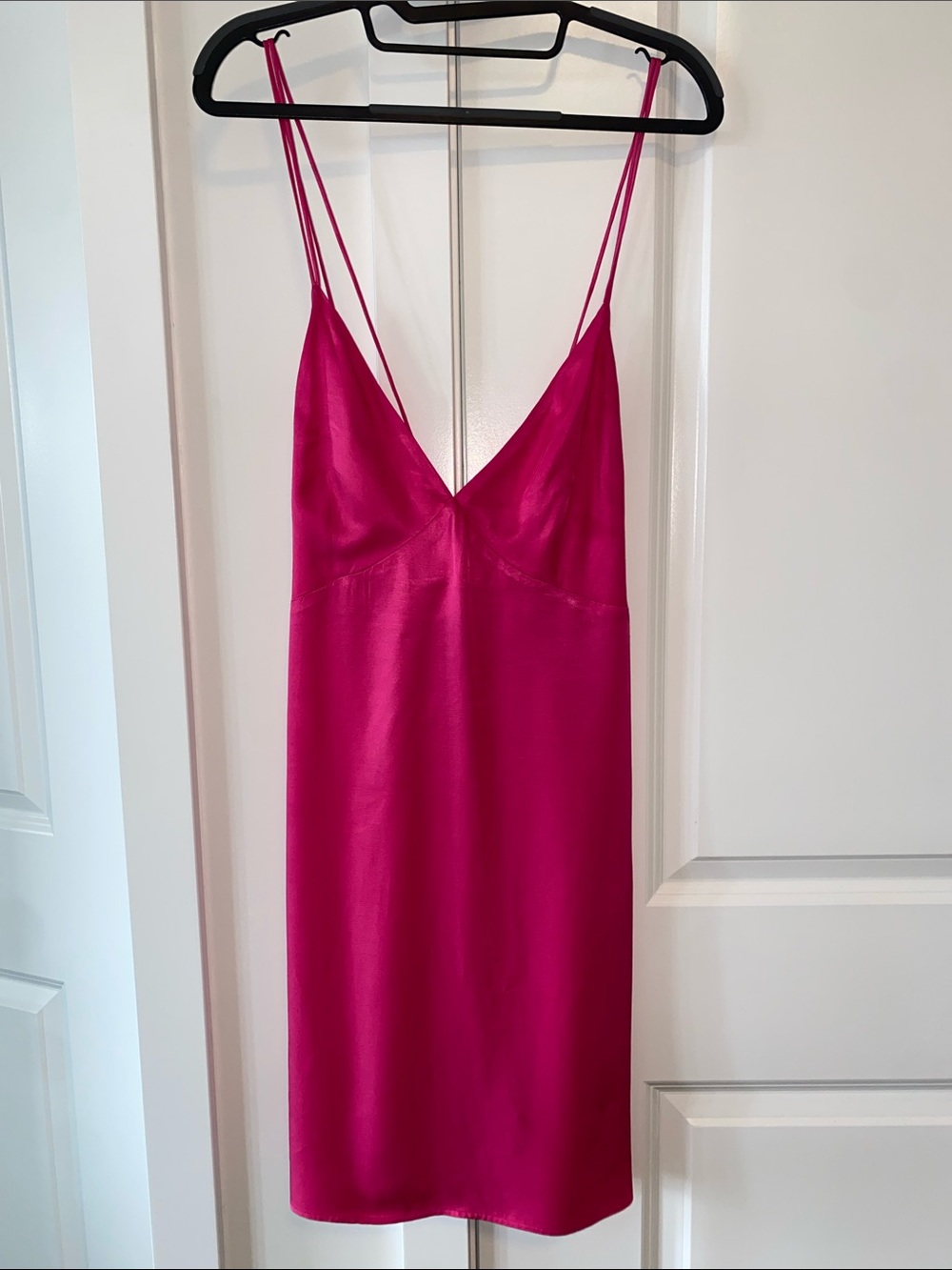 H&M Bright Fuchsia Slip Dress with Double Spaghetti Straps